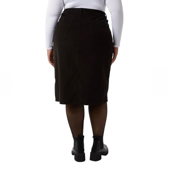 4 for $15 - 32 Degrees Heat Black Corduroy Midi Skirt Button Front XXL NWT - Picture 3 of 8